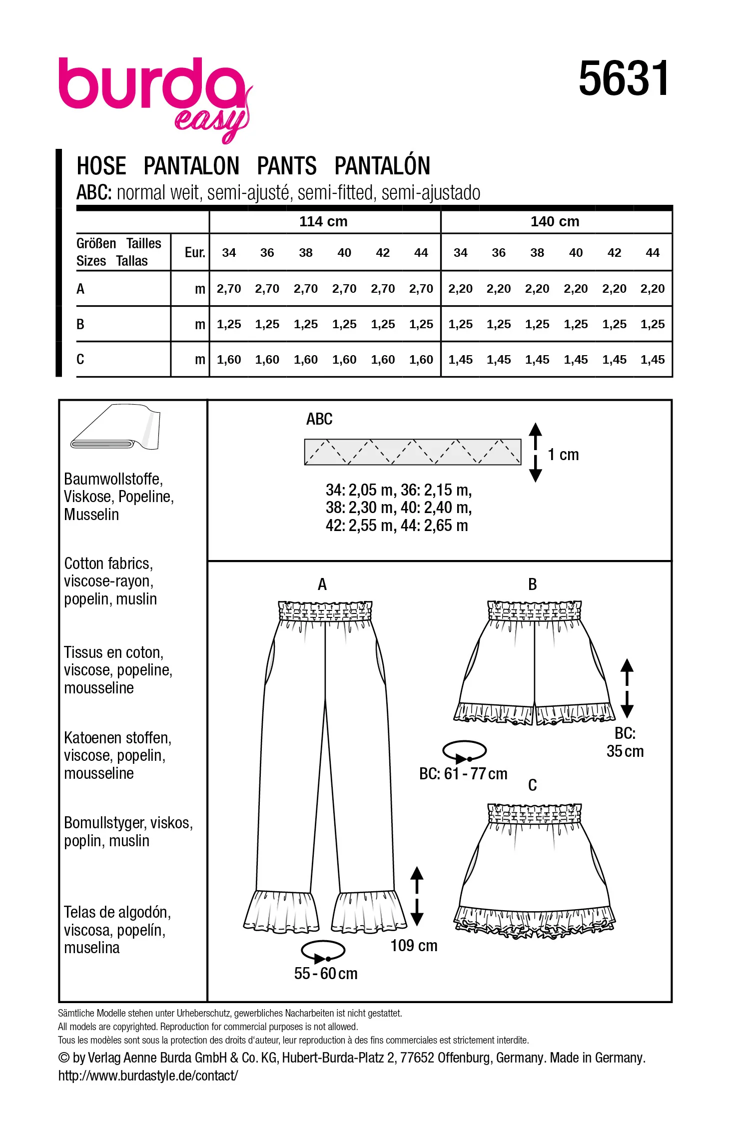 Patron Burda n°5631 : Pantalon - Image 9