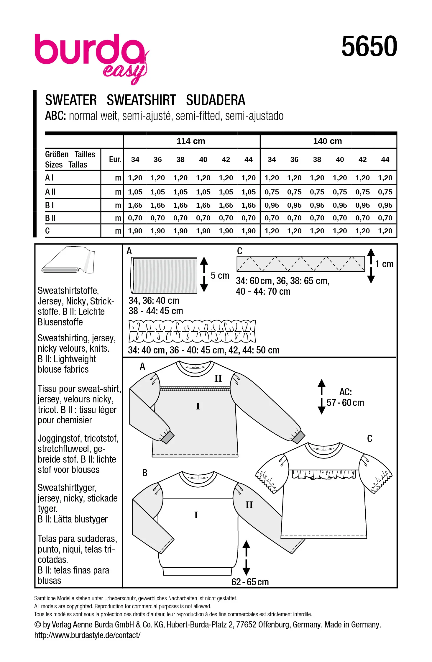 Patron Burda n°5650 : Sweat - Image 12
