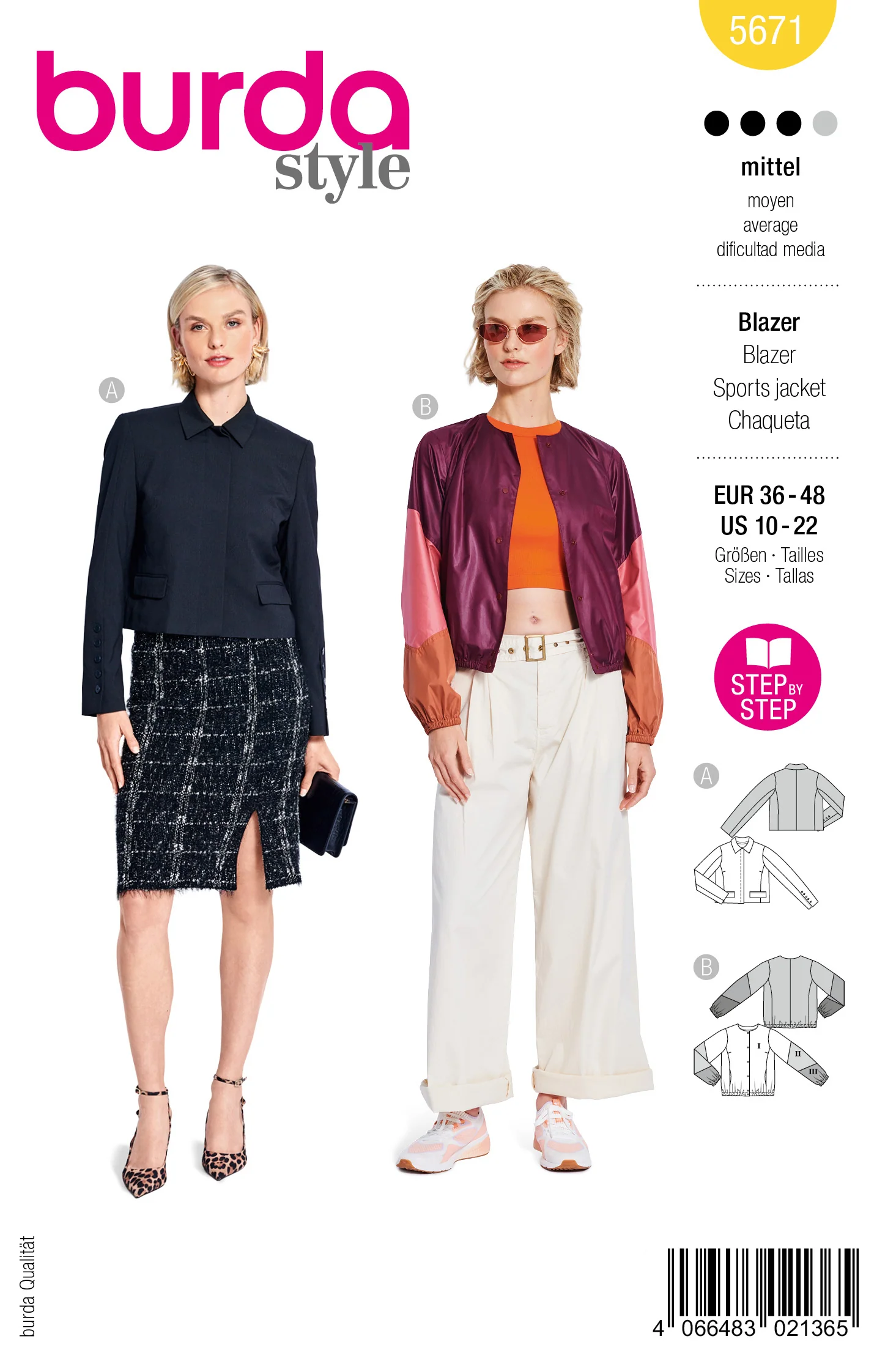 Patron Burda n°5671 : Veste