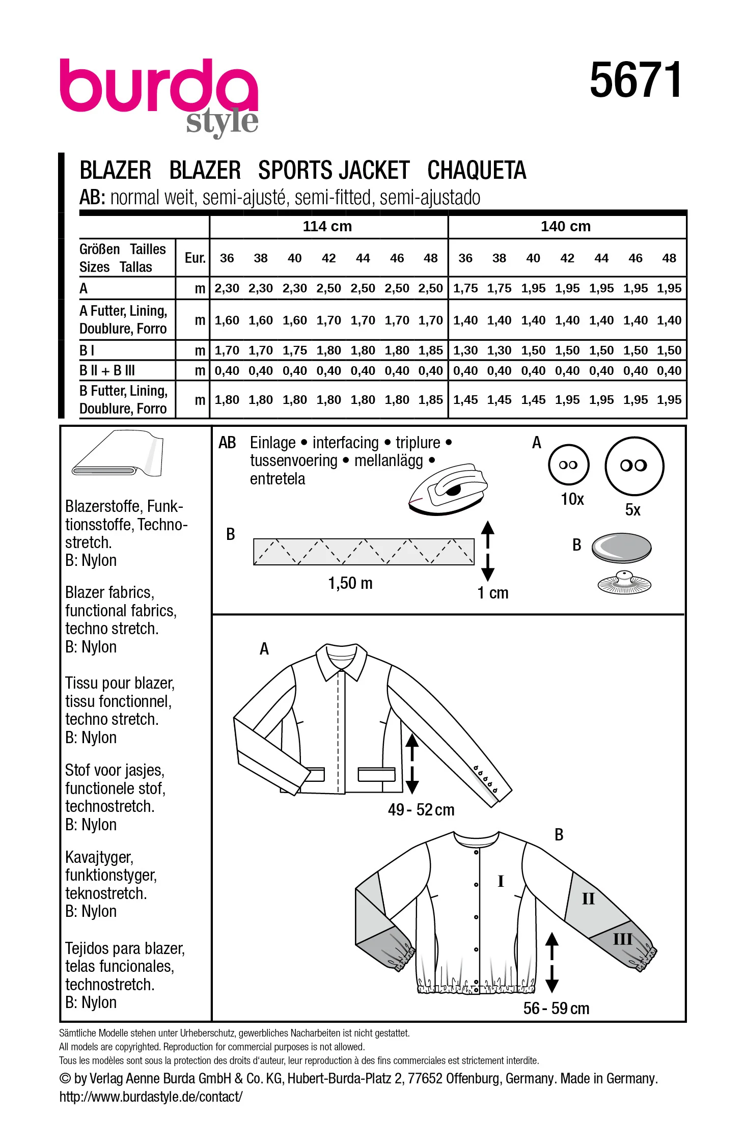 Patron Burda n°5671 : Veste - Image 7