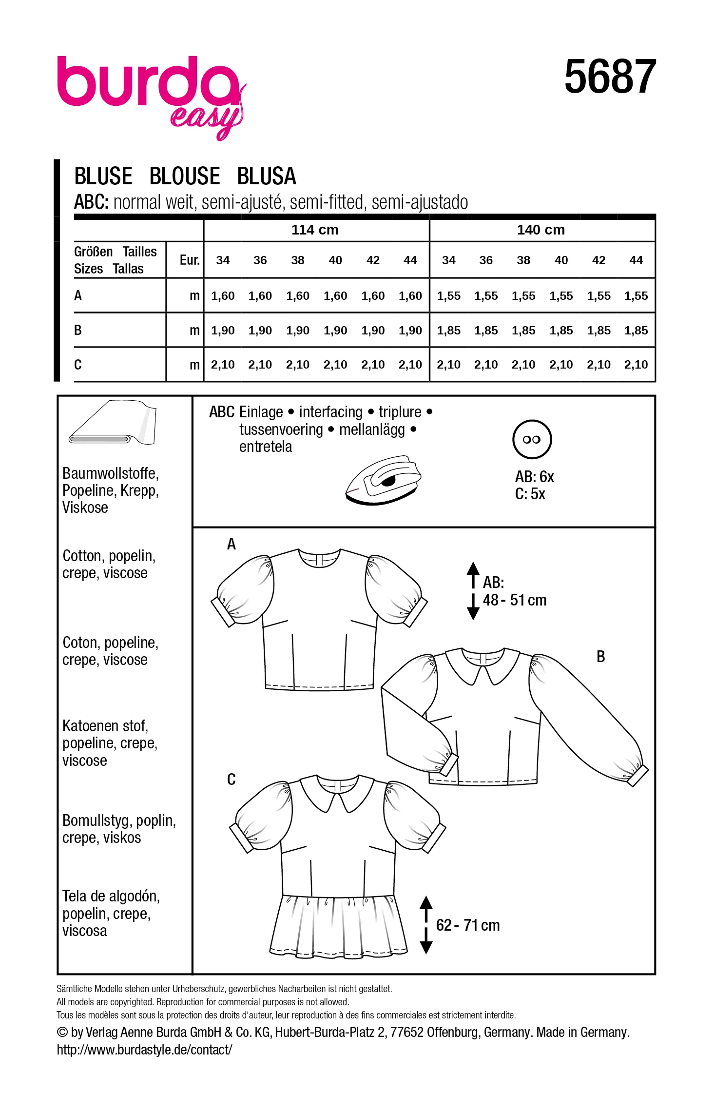 Patron Burda n°5687 : Blouse - Image 6