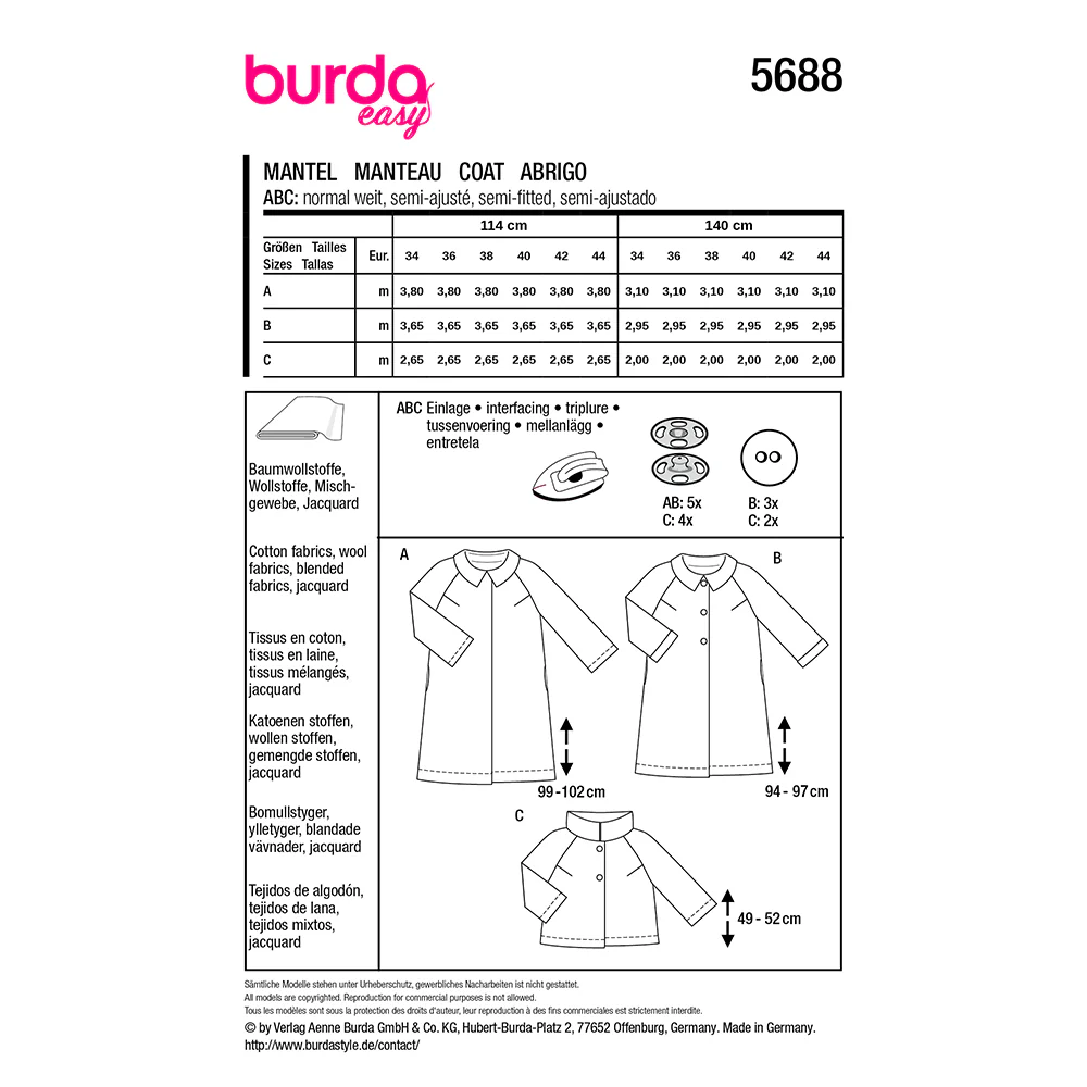 Patron Burda n°5688 : Manteau - Image 11