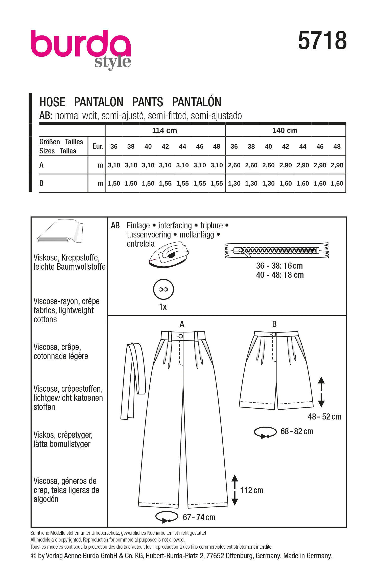 Patron Burda n°5718 : Pantalon - Image 8