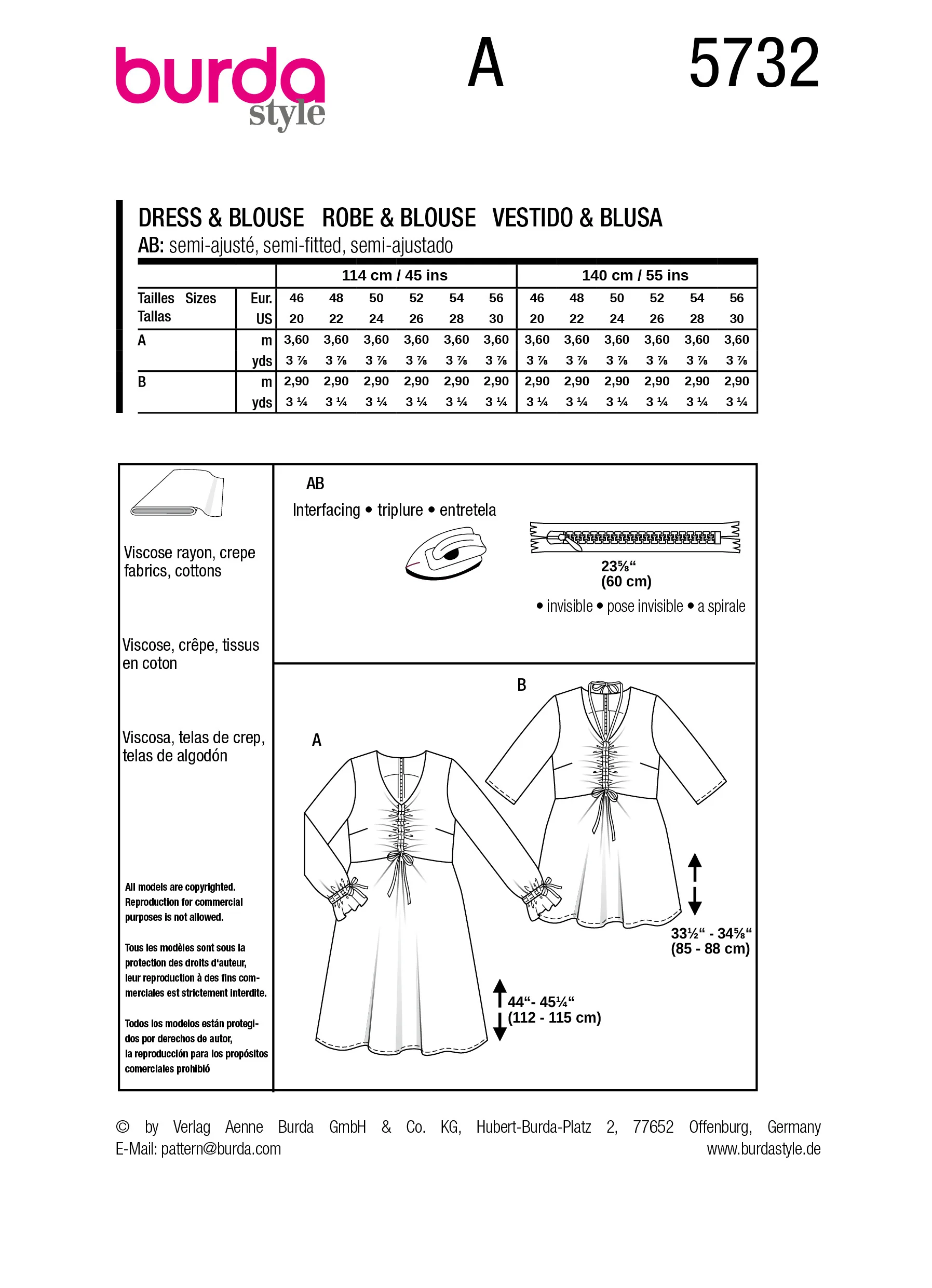 Patron Burda n°5732 : Robe & Blouse - Image 8