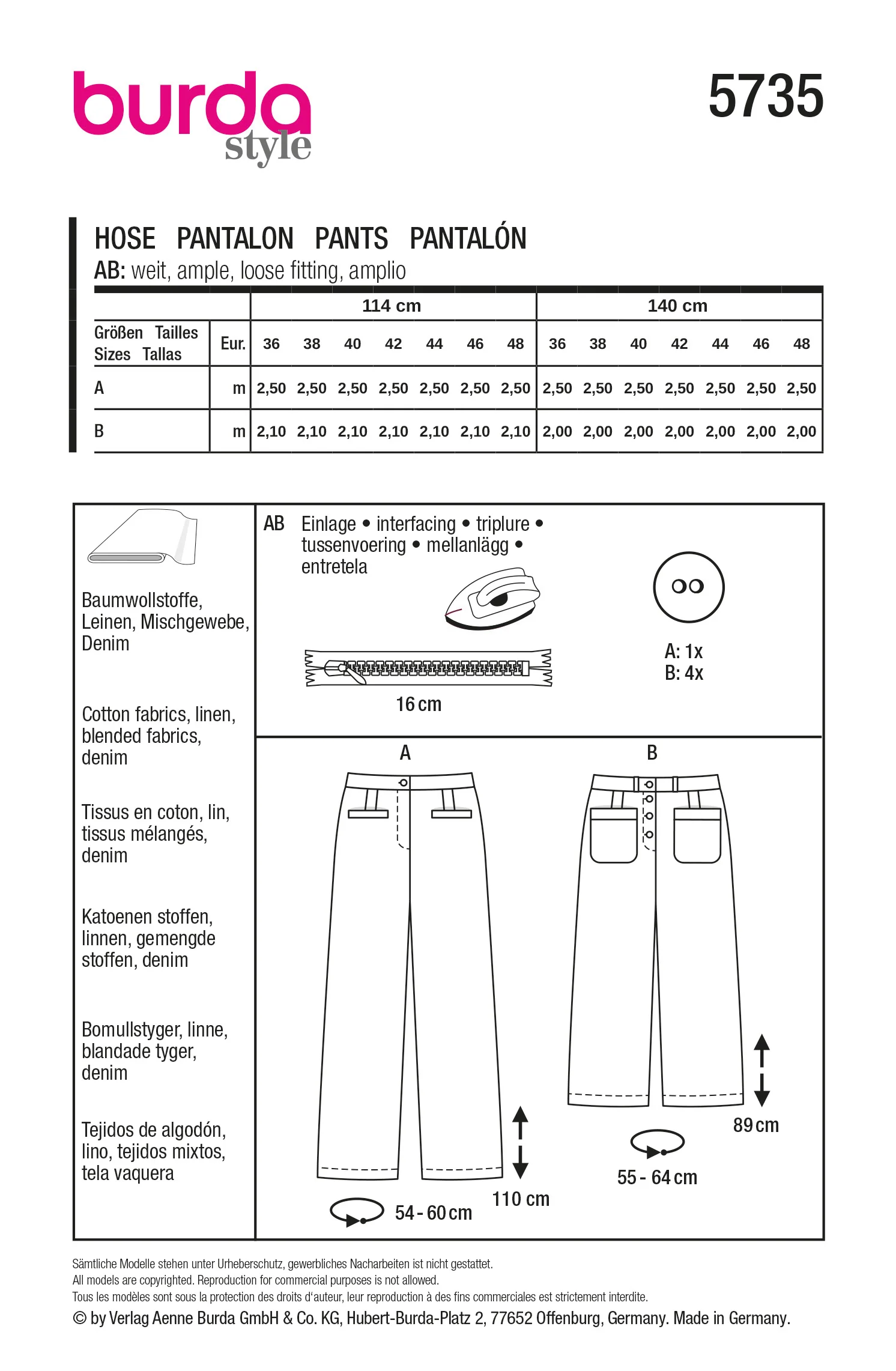 Patron Burda n°5735 : Pantalon - Image 7