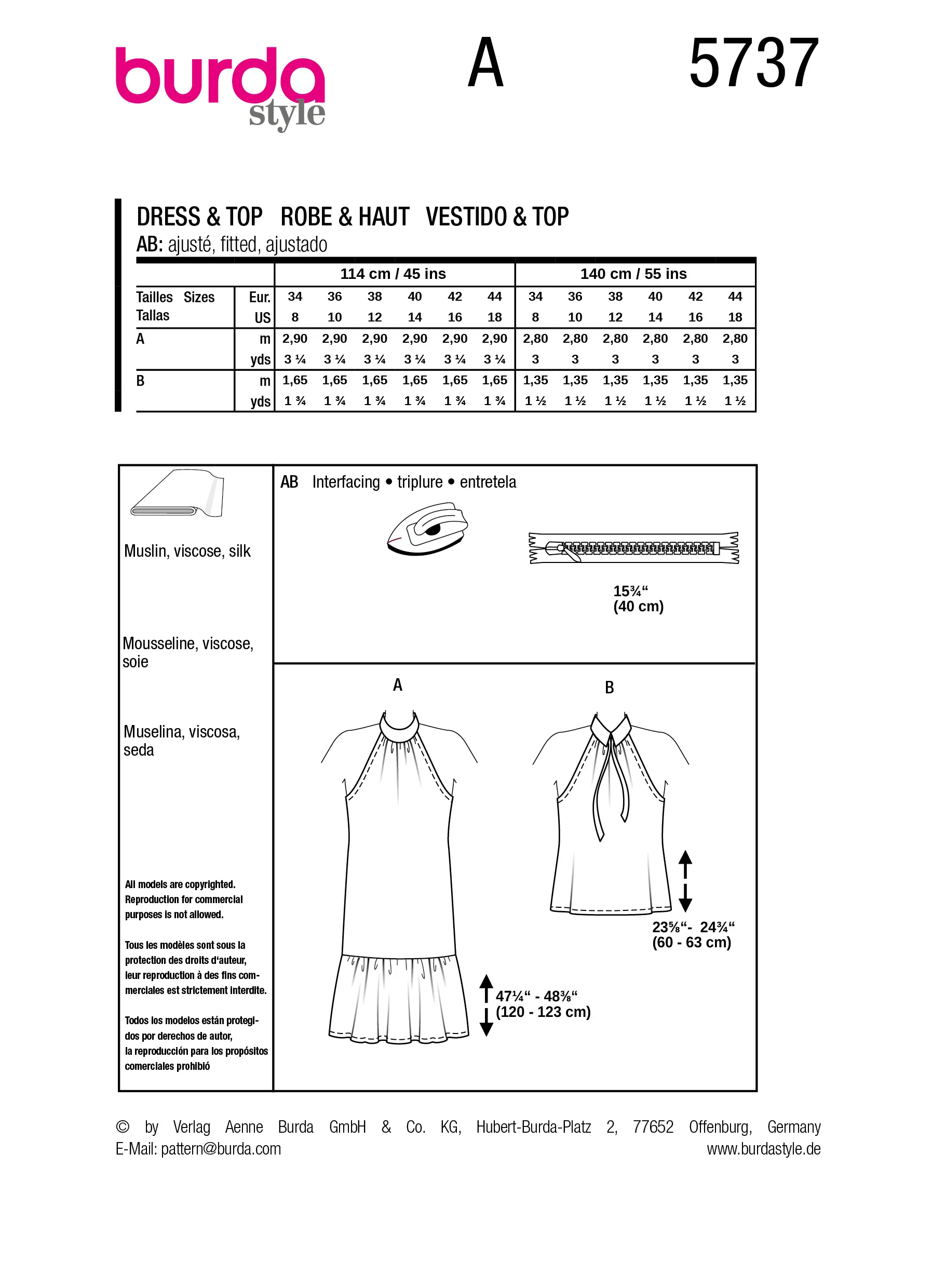Patron Burda n°5737 : Robe & Haut - Image 7