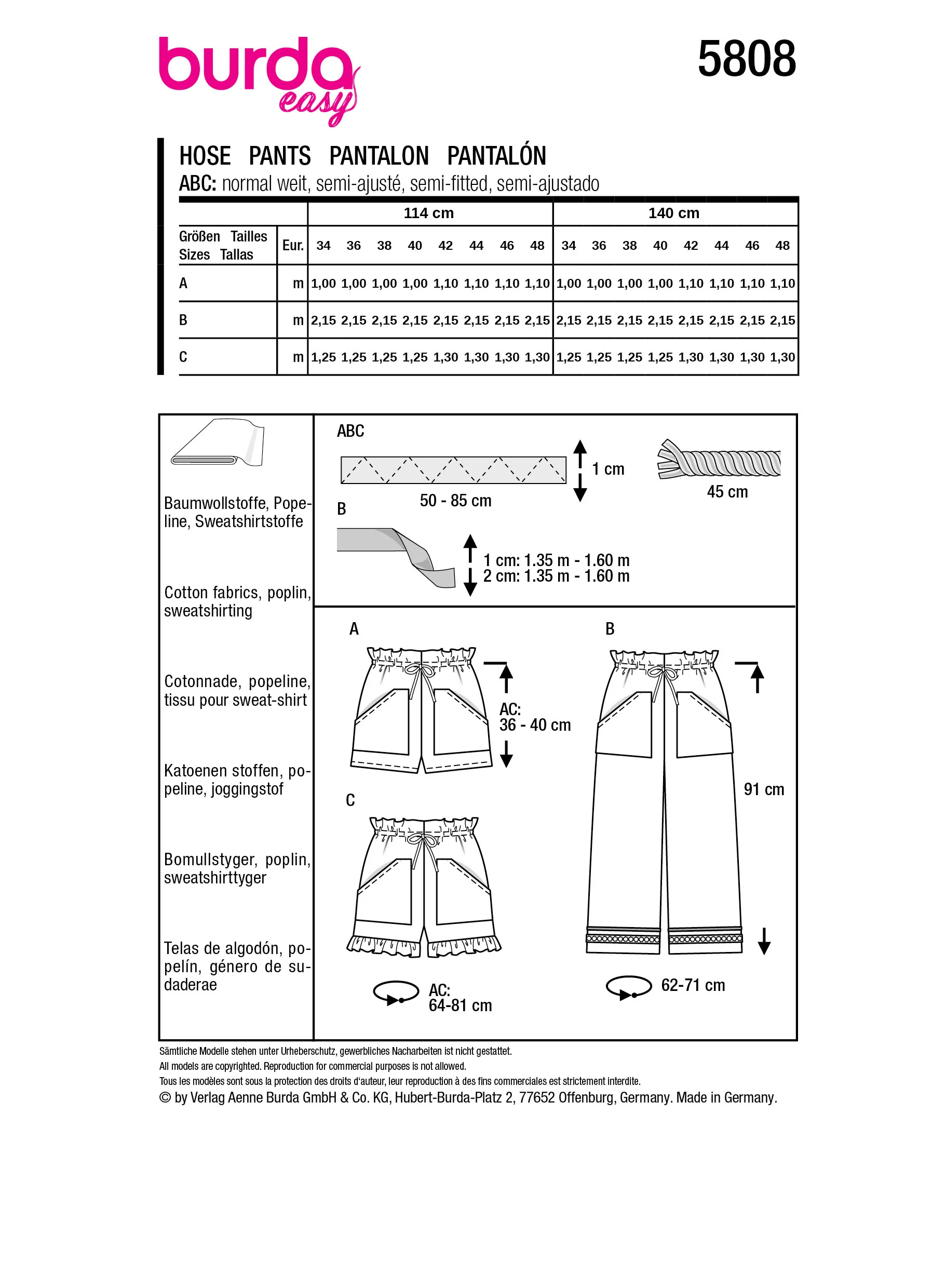 Patron Burda n°5808 : Pantalon - Image 9