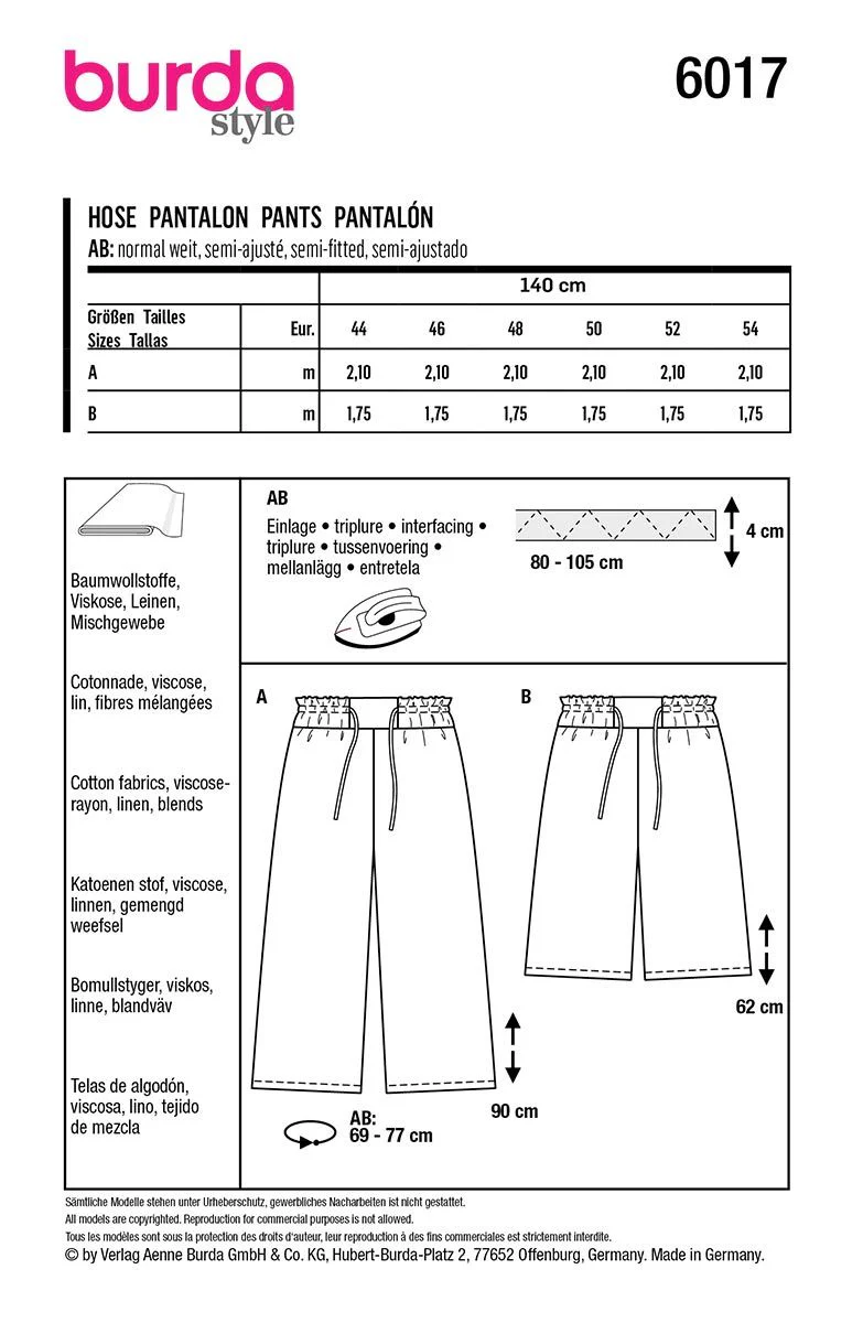 Patron Burda n°6017 : Pantalon - Image 9