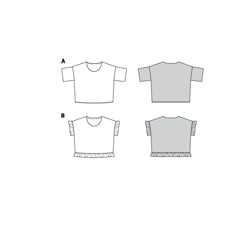 Patron Burda n° 6243 : Tee-shirt  encolure ronde   forme carrée  ruchés - Image 3
