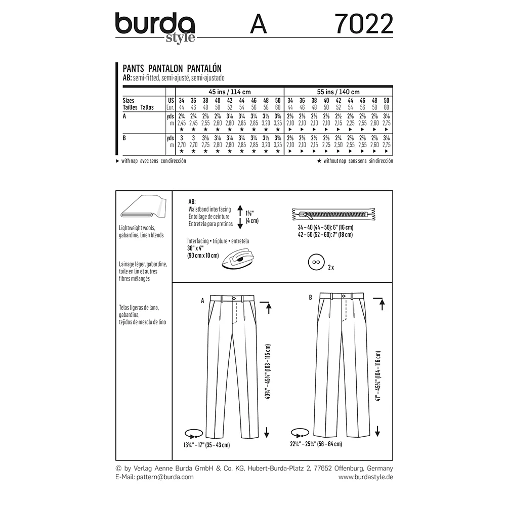 Patron Burda n°7022 : Pantalon - Image 5
