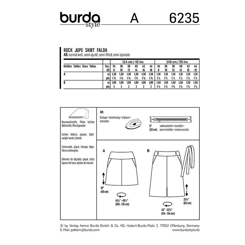 Patron Burda n°6235 : Jupe avec empiècement - Image 5