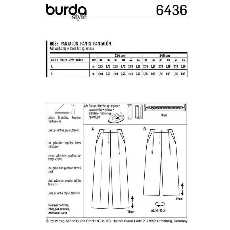 Patron Burda n°6436: Pantalon larges - Image 2