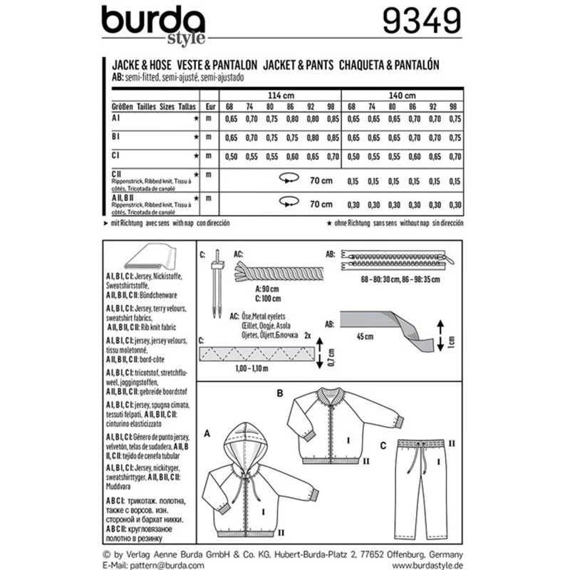 Patron Burda n°9349: Survêtement bébé - Image 2