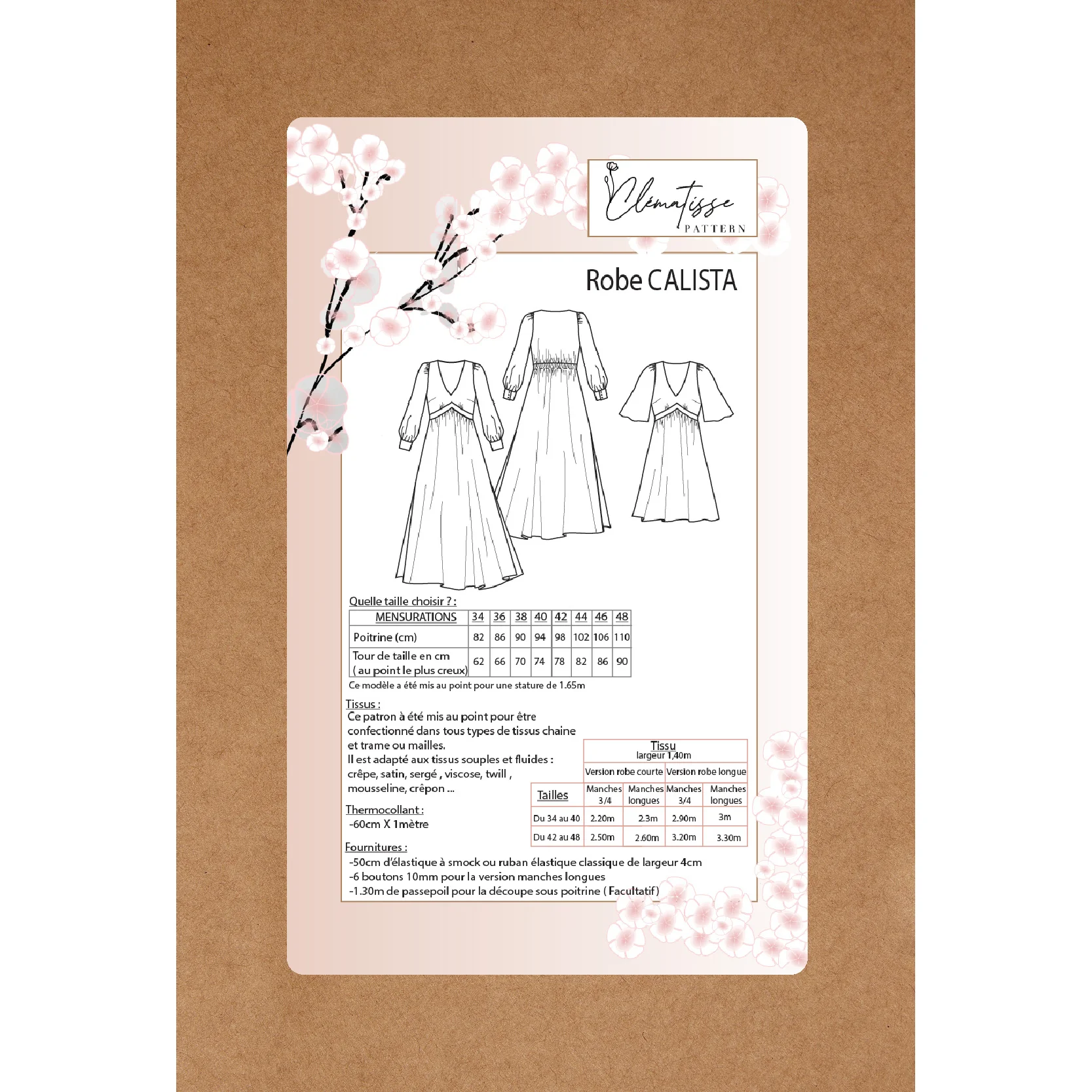 Patron de couture robe CALISTA