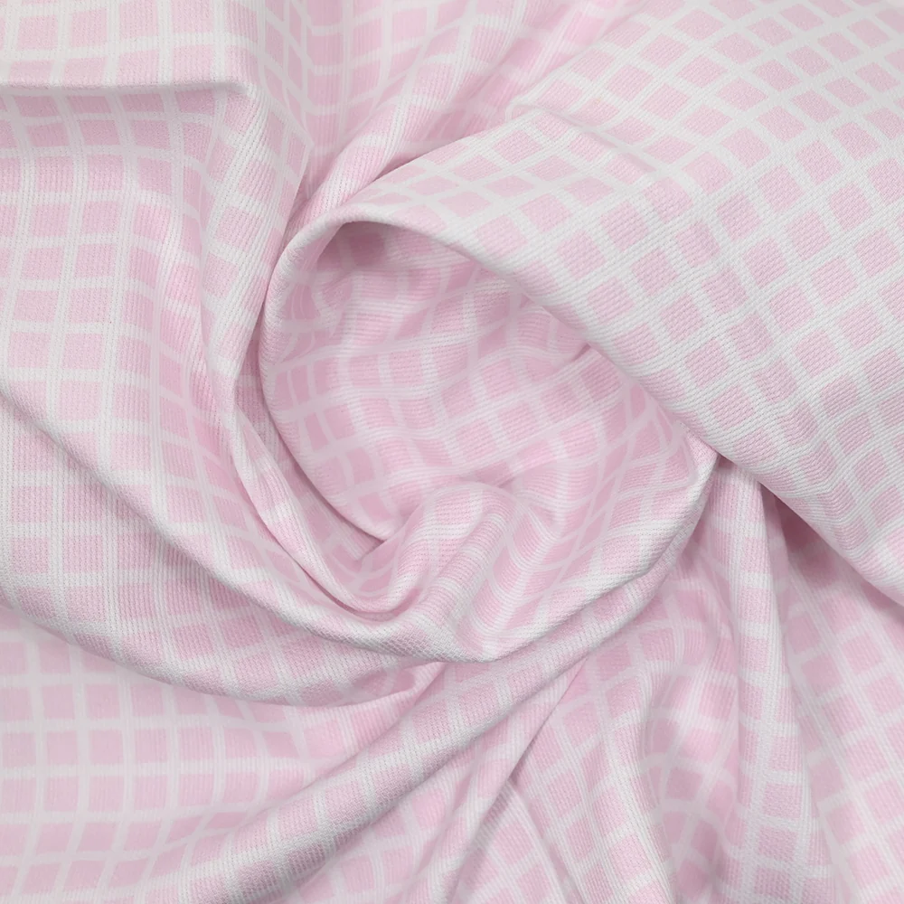 Piqué de coton imprimé carré rose - Image 2