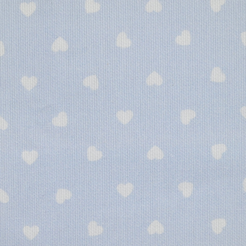 Piqué de coton imprimé cœur fond bleu clair - Image 3