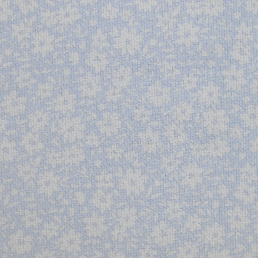 Piqué de coton imprimé fleurs printanière fond bleu clair - Image 4