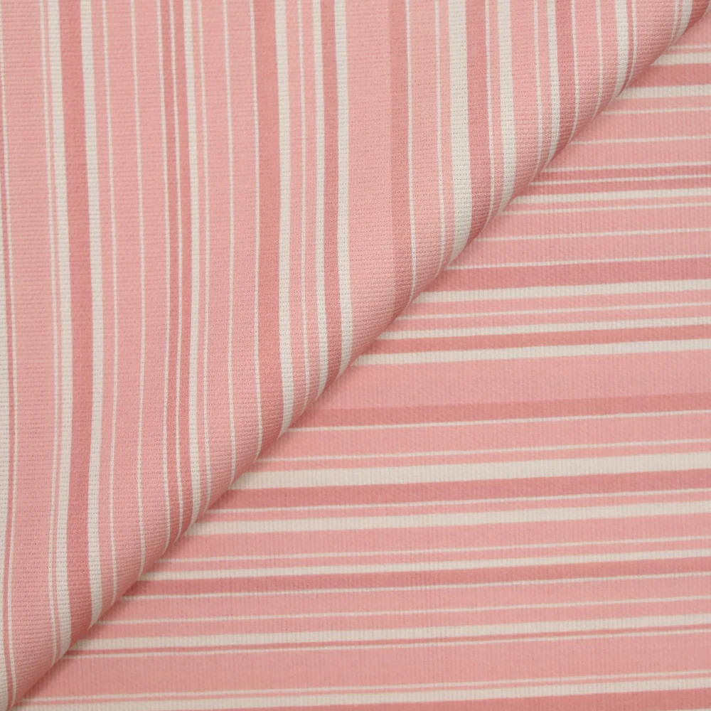 Piqué de coton imprimé Rayure fond rose - Image 4