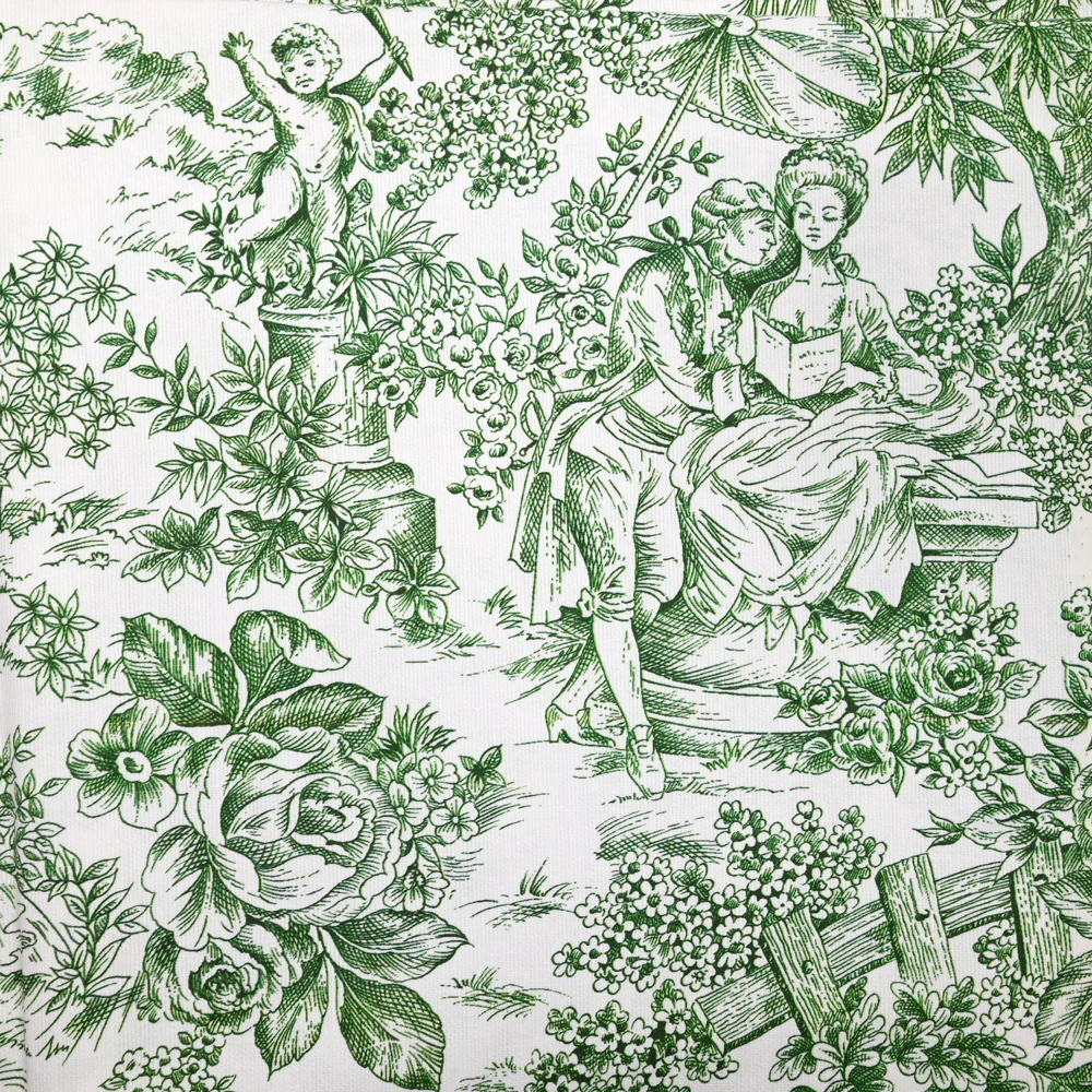 Piqué de coton toile de jouy vert