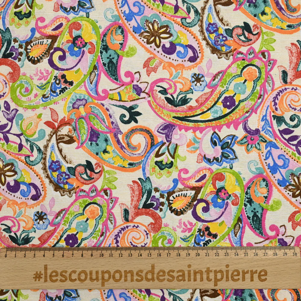 Polycoton imprimé cachemire multicolore - Image 3