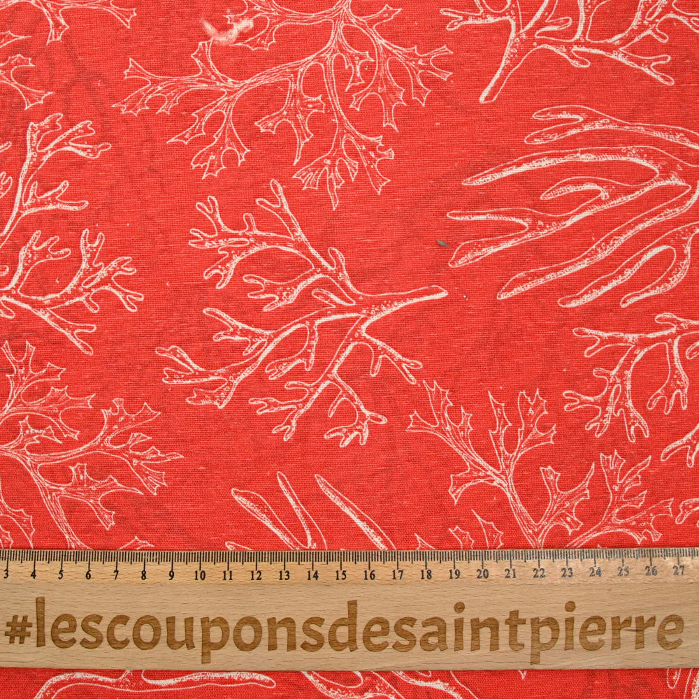 Polycoton imprimé corail fond orange - Image 3