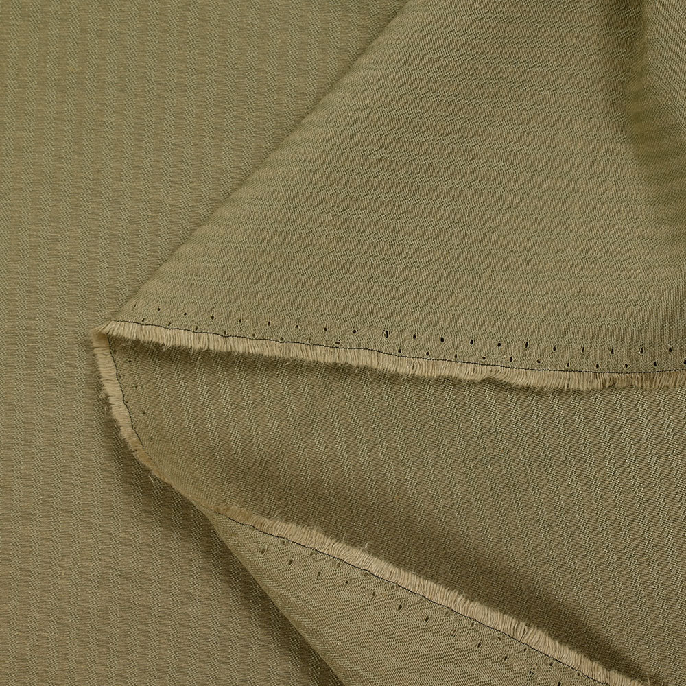 Polycoton jacquard rayure ton sur ton vert amande - Image 3