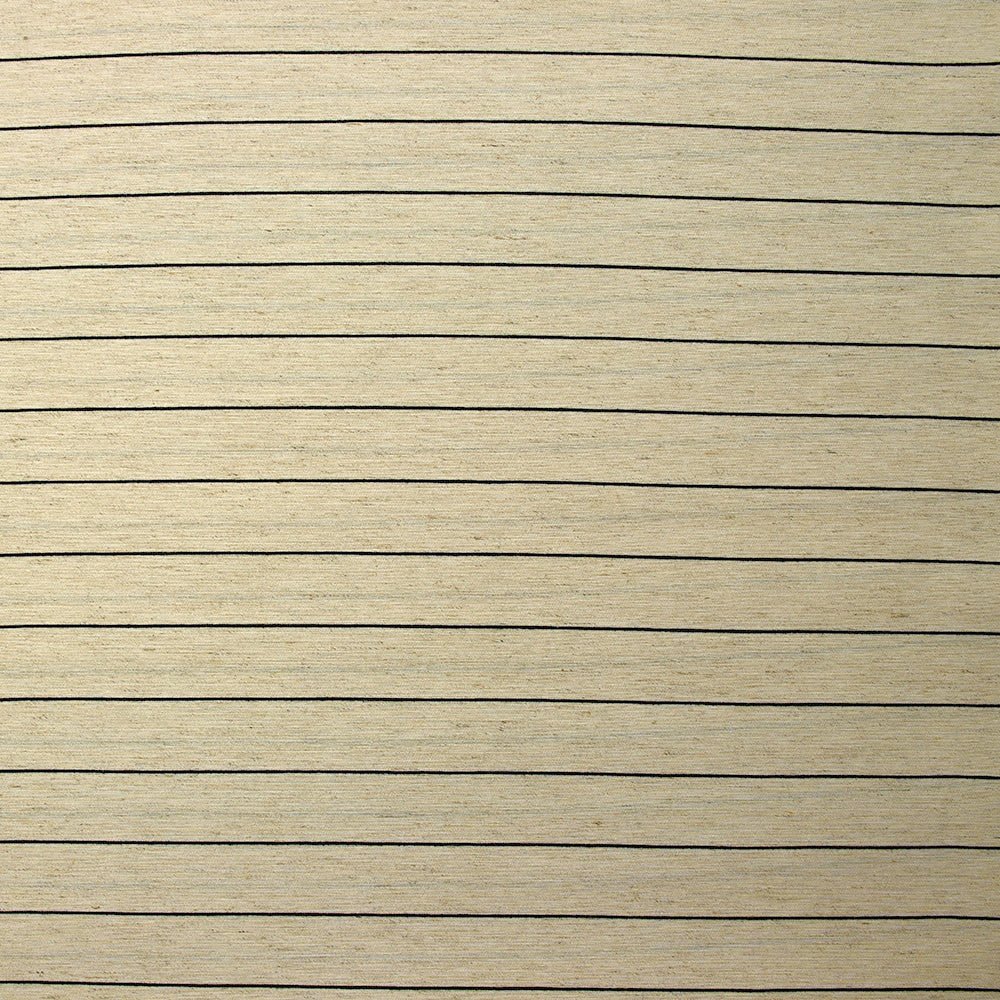 Polycoton tissé-teint rayé noir fond sable chiné - Image 4
