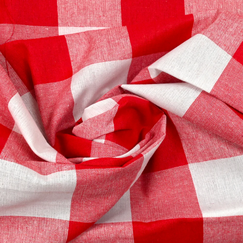 Polycoton Vichy 60 mm rouge et blanc - Image 2
