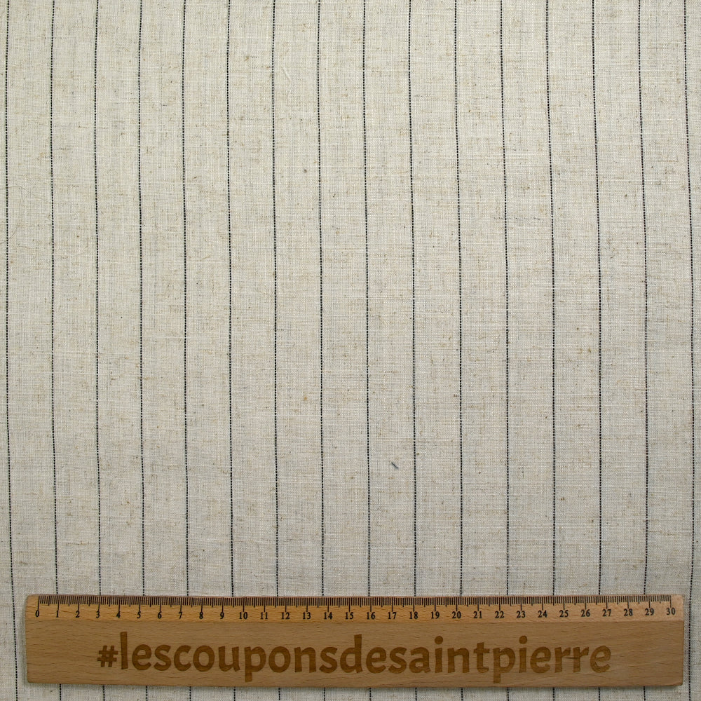 Polyviscose et lin rayé Maud fond écru - Image 3