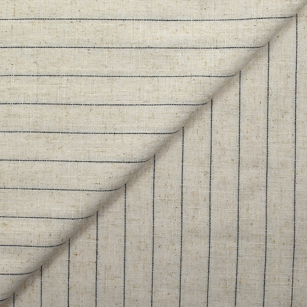 Polyviscose et lin rayé Maud fond écru - Image 4