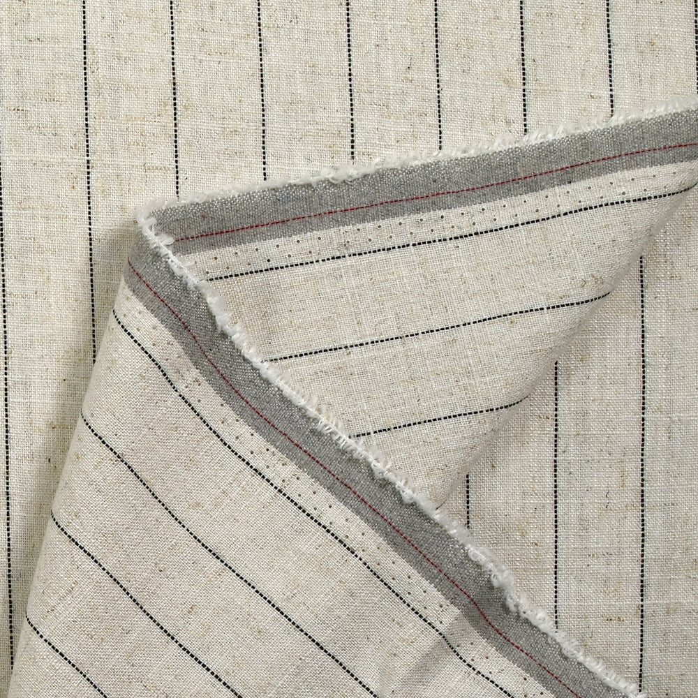Polyviscose et lin rayé Maud fond écru - Image 5