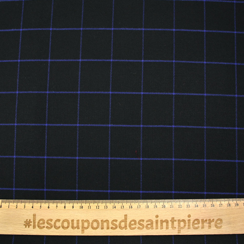Polyviscose tissée-teinte à carreaux lavande fond noir - Image 3