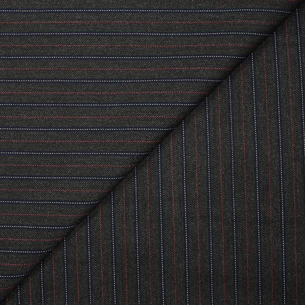 Polyviscose tissée-teinte rayée Mateo fond anthracite
