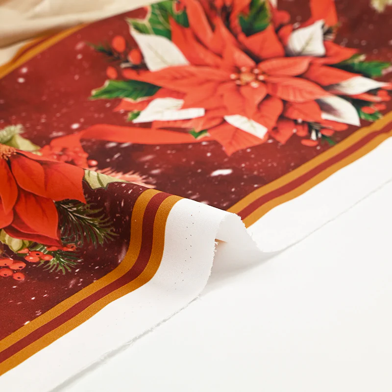 Popeline coton imprimé frise de Noël fond écru - Image 5