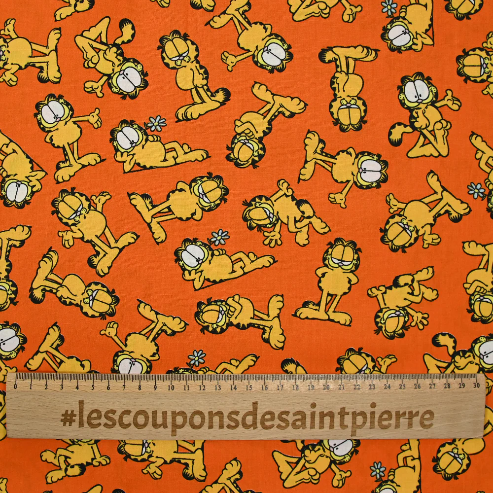 Popeline de coton imprimé Garfield fond orange - Image 3