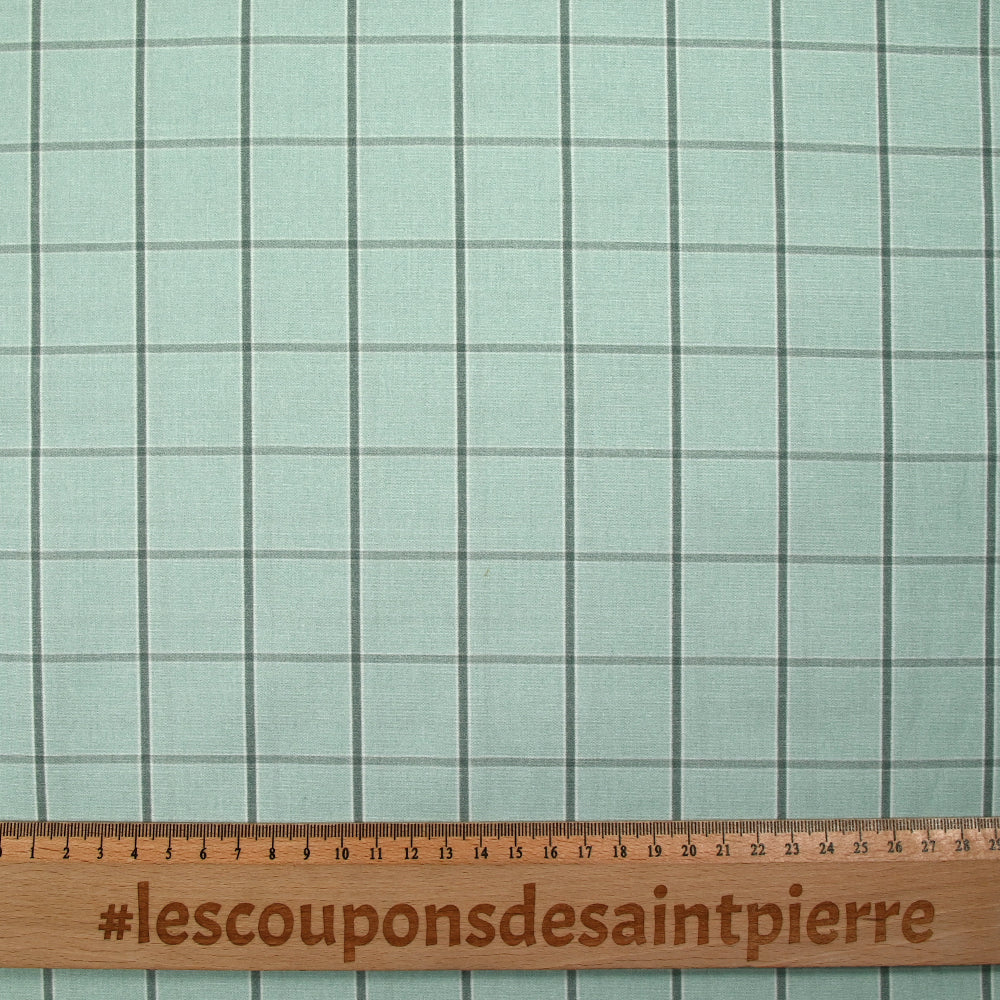 Popeline de coton imprimée à carreaux fond opaline - Image 3