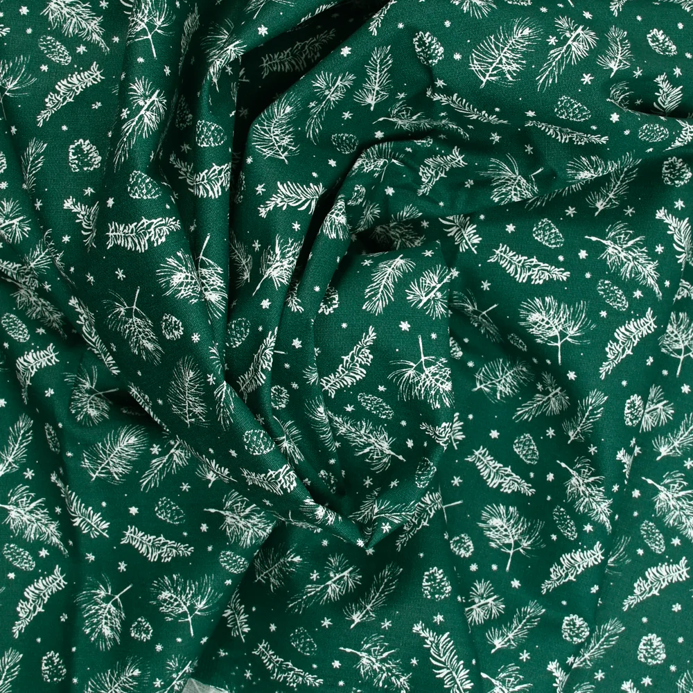 Popeline de coton imprimée fougères fond vert - Image 2