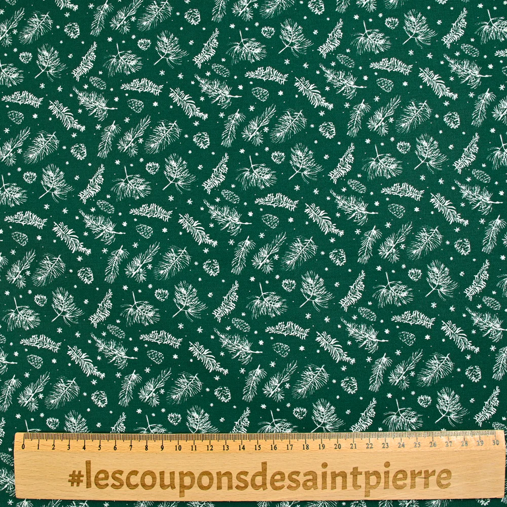 Popeline de coton imprimée fougères fond vert - Image 3