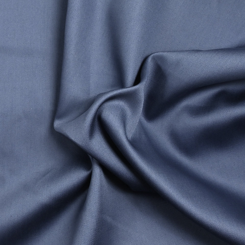Popeline de coton satinée bleu jeans - Image 3
