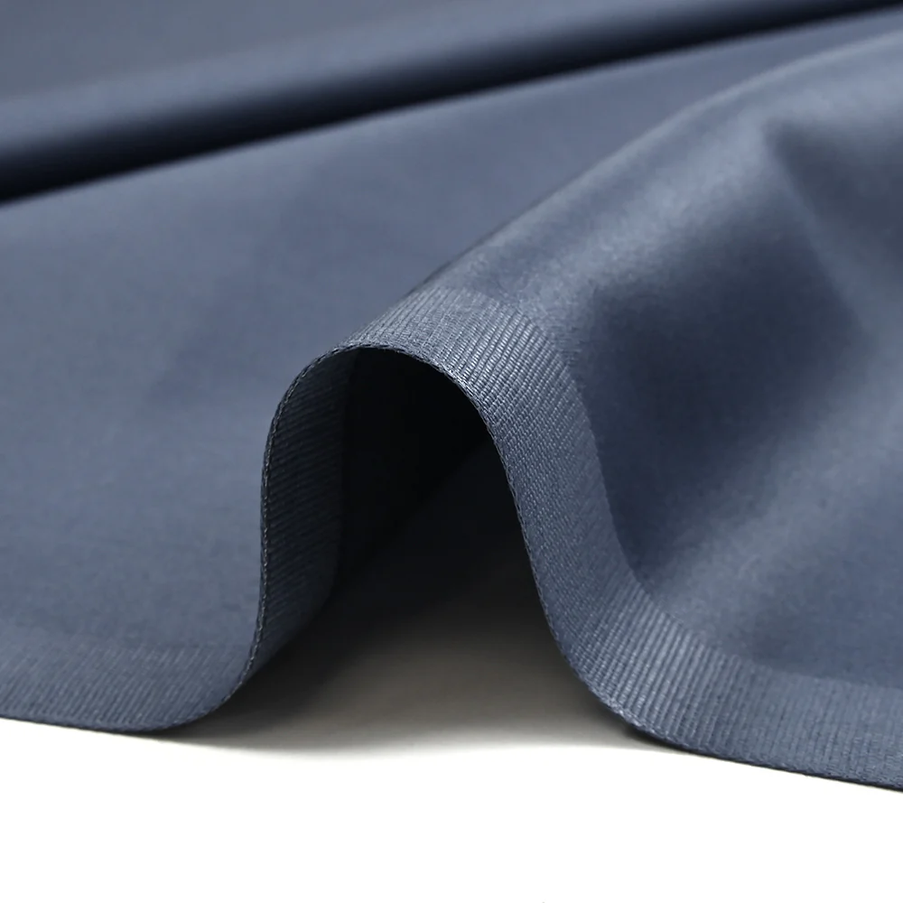 Popeline de coton satinée bleu jeans - Image 5