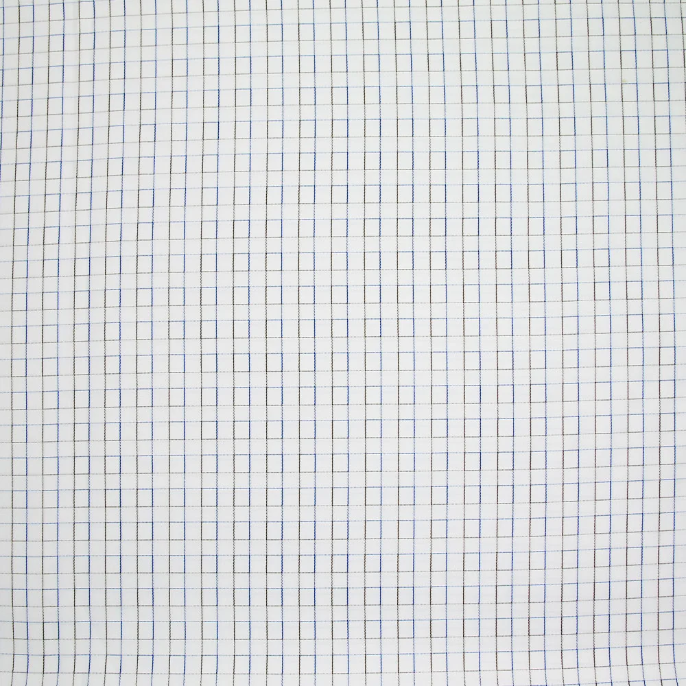 Popeline polycoton à petits carreaux fil marron et marine fond blanc - Image 5