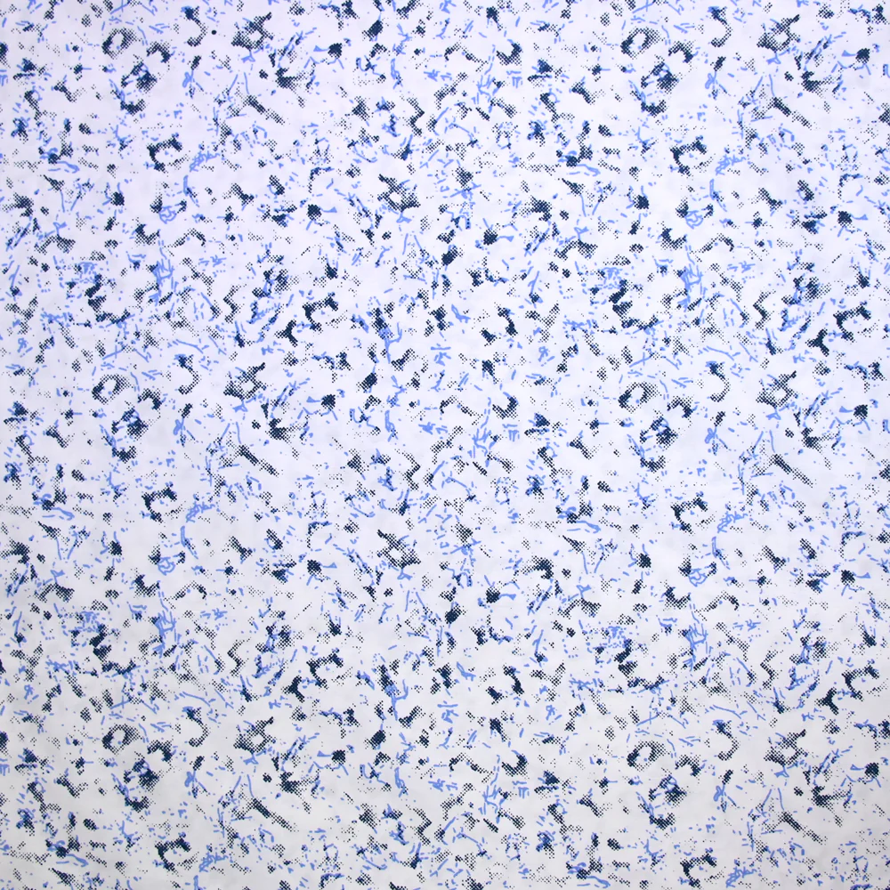 Popeline polycoton imprimée army bleu