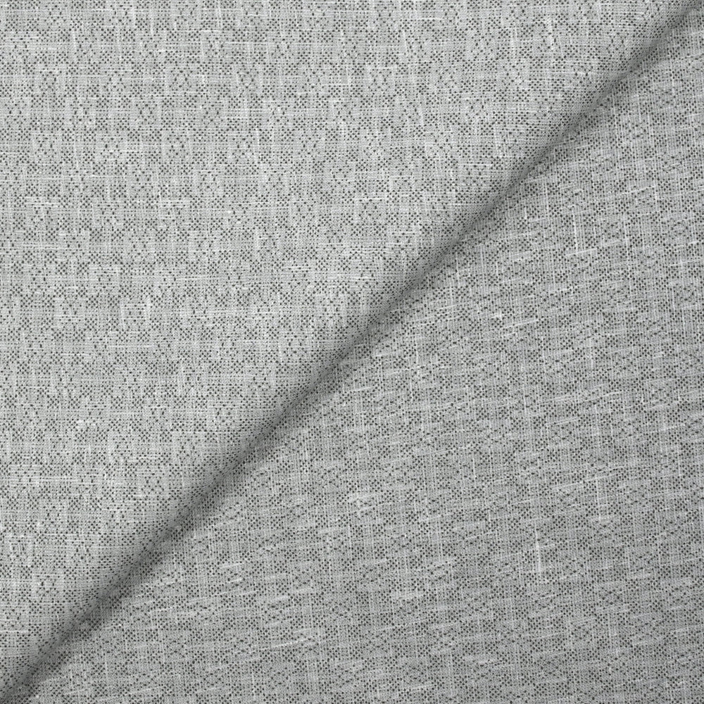 Popeline polycoton imprimée carreaux en pointillisme fond gris chiné