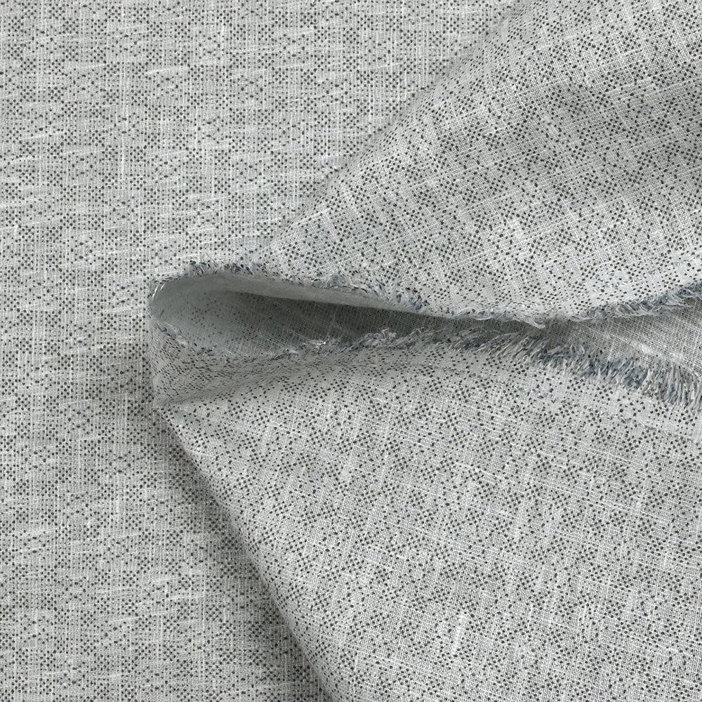 Popeline polycoton imprimée carreaux en pointillisme fond gris chiné - Image 6