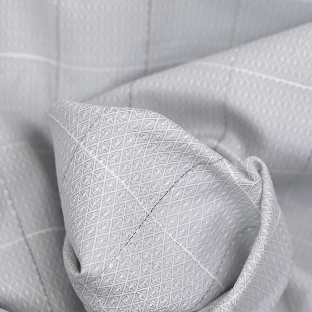 Popeline polycoton jacquard à carreaux gris - Image 3