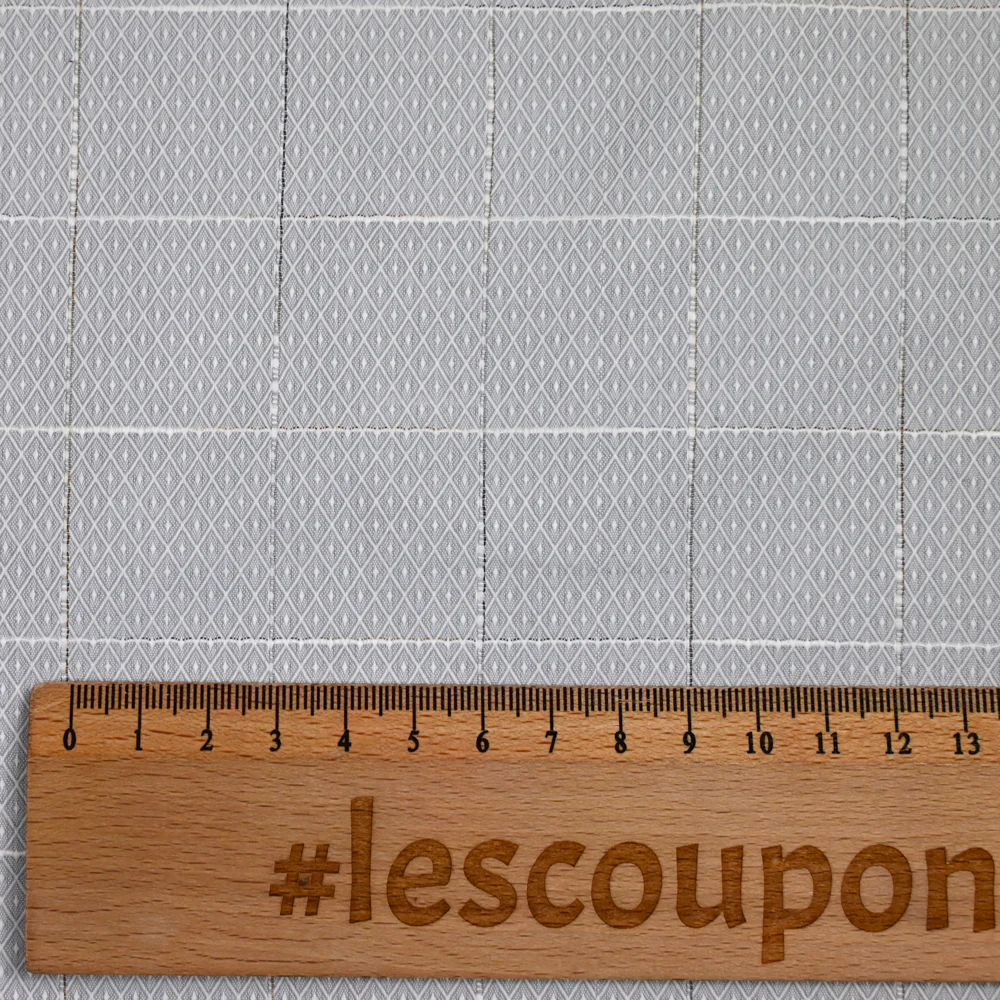 Popeline polycoton jacquard à carreaux gris - Image 4