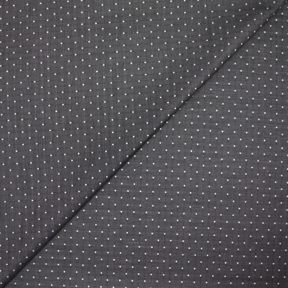 Popeline polycoton jacquard à chevrons et losange fond gris
