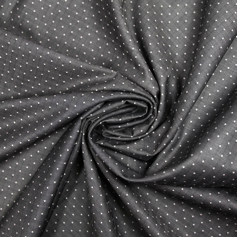 Popeline polycoton jacquard à chevrons et losange fond gris - Image 2
