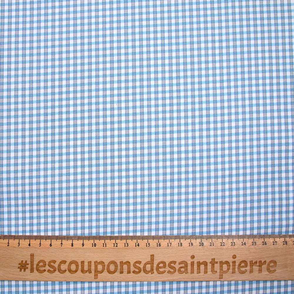 Popeline polycoton jacquard Aylan bleu et gris - Image 3