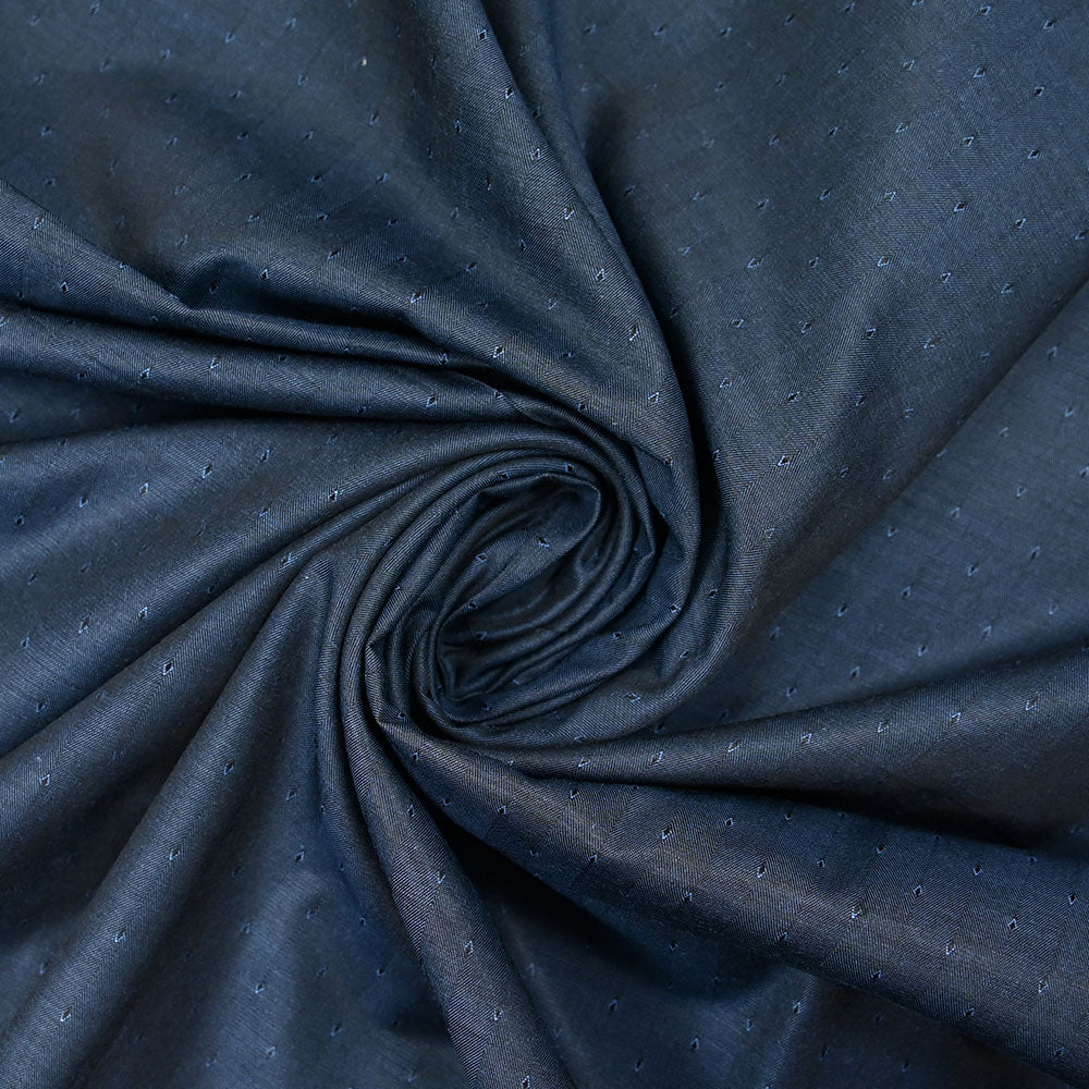 Popeline polycoton jacquard Benjamin losange fond bleu - Image 2